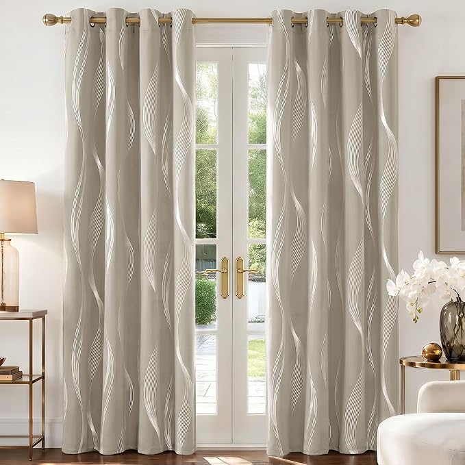 Deconovo Curtains for Living Room, Pattern Blackout Curtains 63 Inches Long | by Deconovo