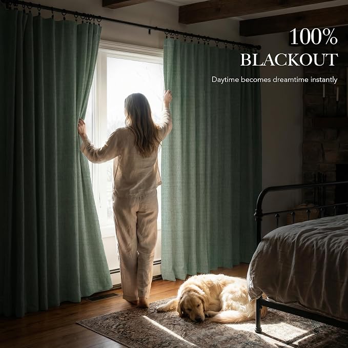 RYB HOME Sage Green 100% Blackout Curtains 102 Inch Long - Image 3