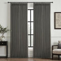 Dark Grey Double Layer Thick Linen Floor Length Curtains 102 Inches Long by PleatedDrapes