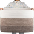 OIAHOMY Blanket Basket Laundry Basket Dog Toy Basket 108L Dark Brown | Large by MasterofSpaceOptimization