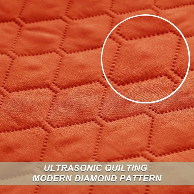 Exclusivo Mezcla Reversible Full Queen Quilt Bedding Set, Burnt Orange | - Image 4
