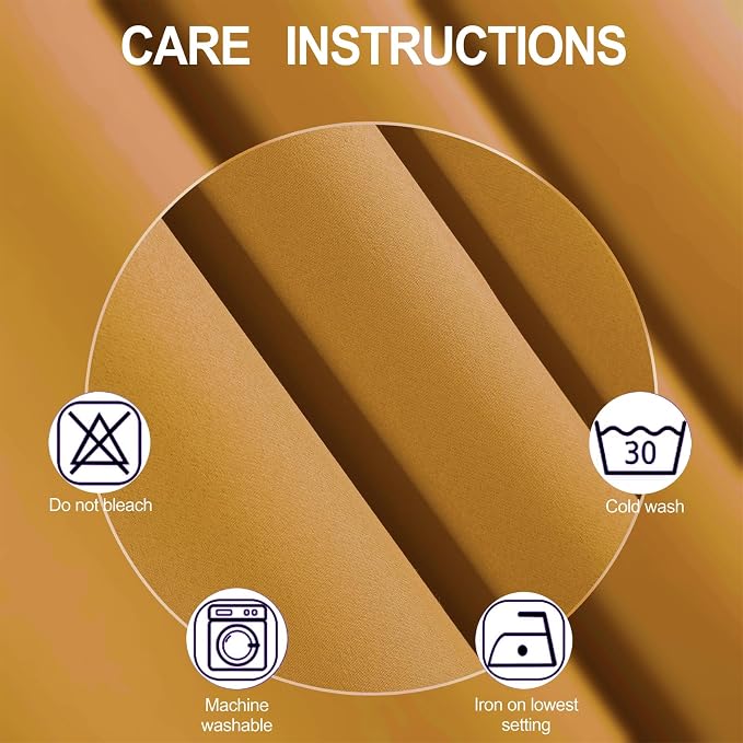 Mustard Yellow Thermal Blackout Curtains/52 x 54 Inch/Set of 2 Panels Room - Image 4
