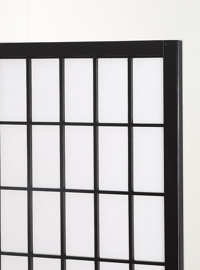 Roundhill Furniture Oriental Shoji 4 Panel Screen Room Divider - Image 3