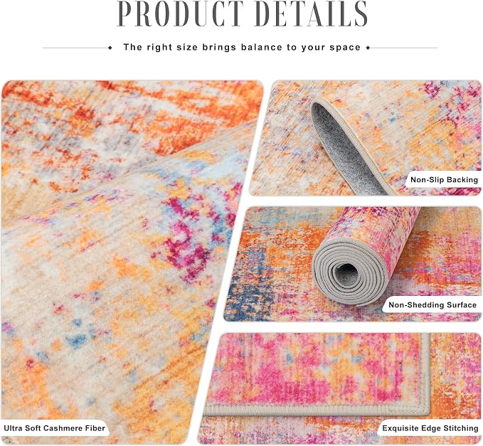 5x8 Area Rug Living Room: Modern Washable Soft Carpet Galaxy Haze | - Image 4