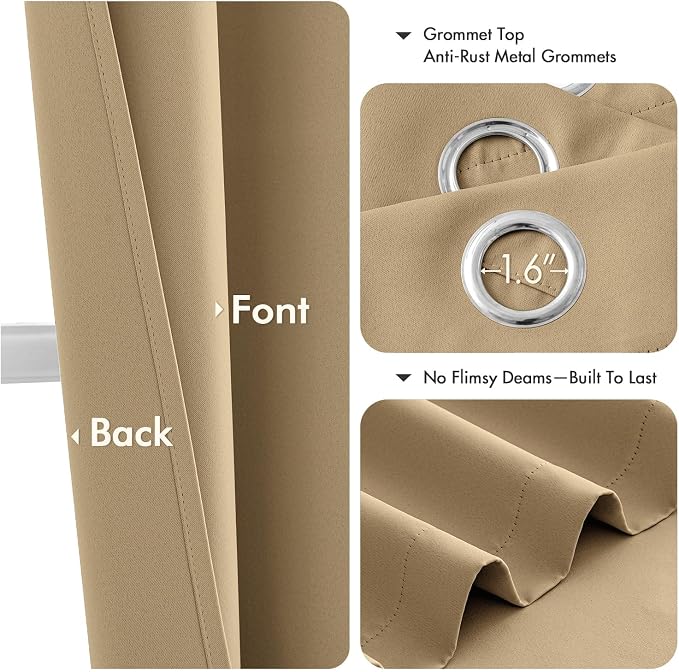 MIULEE Blackout Curtains for Bedroom 2 Panels 40 x 45 Inch Long Taupe Brown | - Image 4