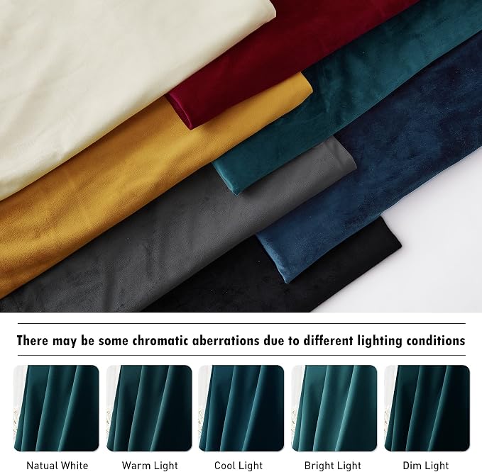 RYB HOME Teal Velvet Blackout Curtains 96 inches - Image 7