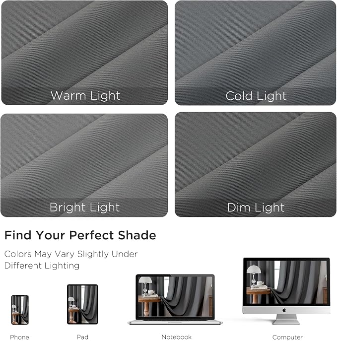 CUCRAF Light Grey Blackout Curtains 54 inch Length 2 Panels Set, Rod Pocket - Image 4