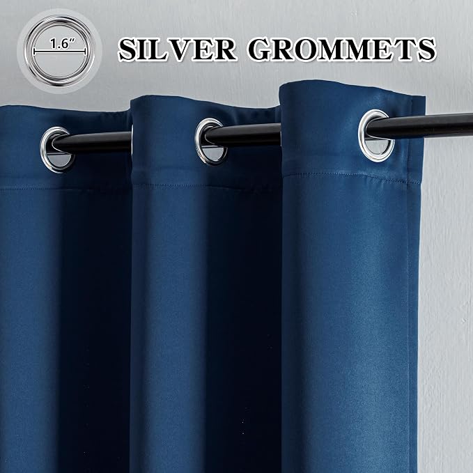 IGEMAEVE Blackout Curtains & Drapes Navy Blue 40" W x 84" L | Bedroom | Living - Image 2