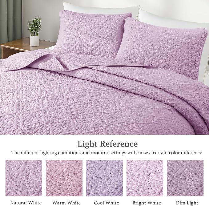 Exclusivo Mezcla Twin Quilt Set, Lilac | Lightweight Soft Bedspreads Coverlets - Image 3