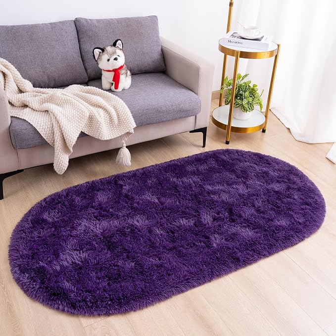 Goideal Fluffy Bedroom Rug, Small Oval Area Rugs, 2.6 x 5.3 Feet - Image 2