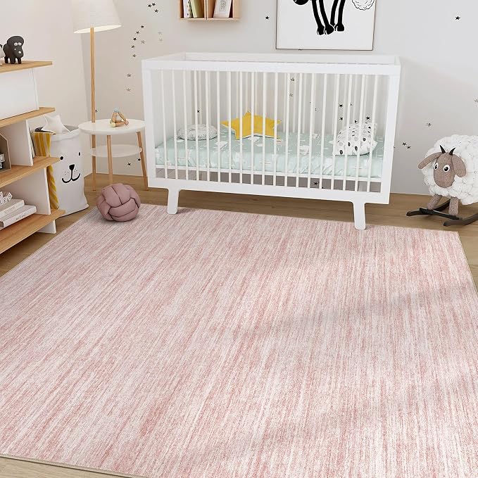 Nakagishi Boho 5x7 Area Rug Living Room Rugs Machine Washable Pink | Soft - Image 8