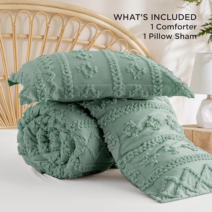 Bedsure Tufted Boho Comforter Set Twin Size - Image 8