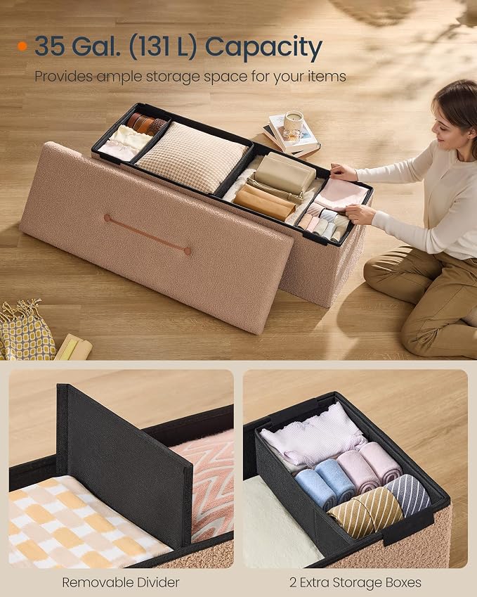 SONGMICS Storage Ottoman Bench, Storage Chest, Foot Rest Stool, End of Bed Bench - Image 5