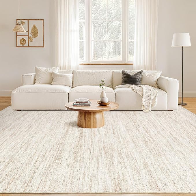 Nakagishi Boho 5x7 Area Rug Living Room Rugs Machine Washable Beige | Soft - Image 4