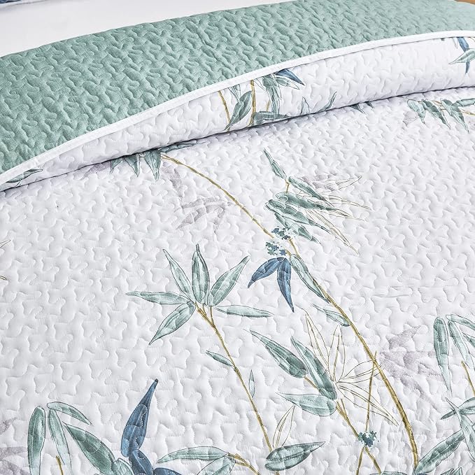 Flysheep Botanical Quilt Set 2 Pieces Twin Size, Soft Microfiber Lightweight - Image 4