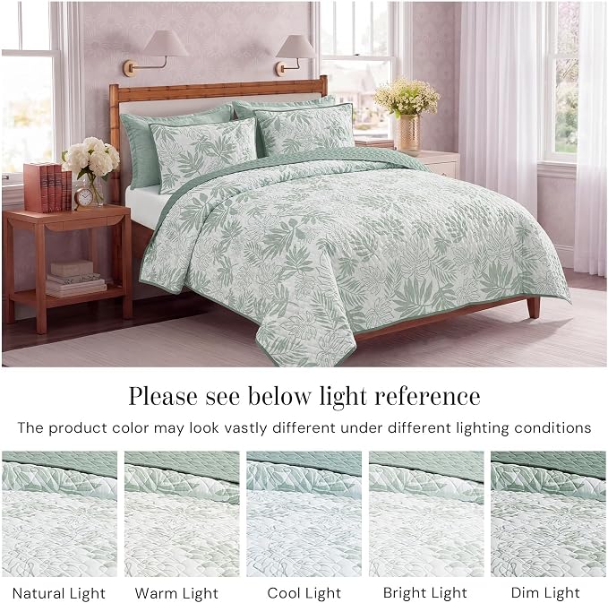 Queen Quilt Set-3 Pieces Soft Bedding Floral Reversible Coverlet | All Seasons - Image 5