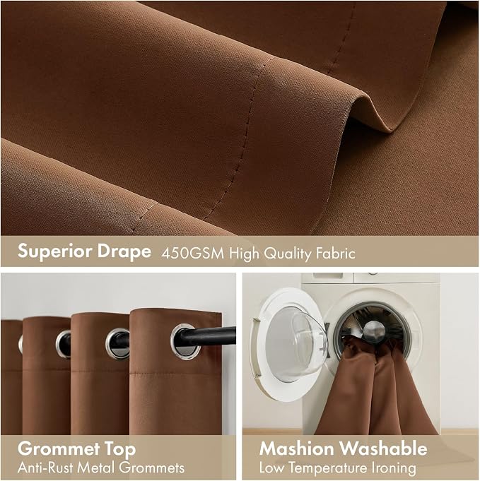 MIULEE 100% Blackout Curtains for Bedroom 40x54 Inch Length Mocha Brown | 2 - Image 7