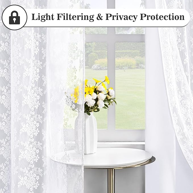 Yinhua White Curtains for Living Room Double Layer Blackout Curtains for - Image 4