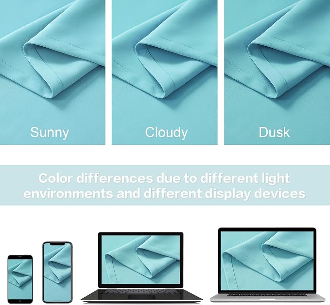 Aqua Color Kids Curtains for Bedroom Rod Pocket Back Tab Window Treatment - Image 5