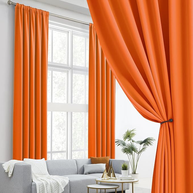Blackout Long Curtain Drapes 120 Inch 2 Panels Set Back Tab Rod Pocket Vibrant - Image 2