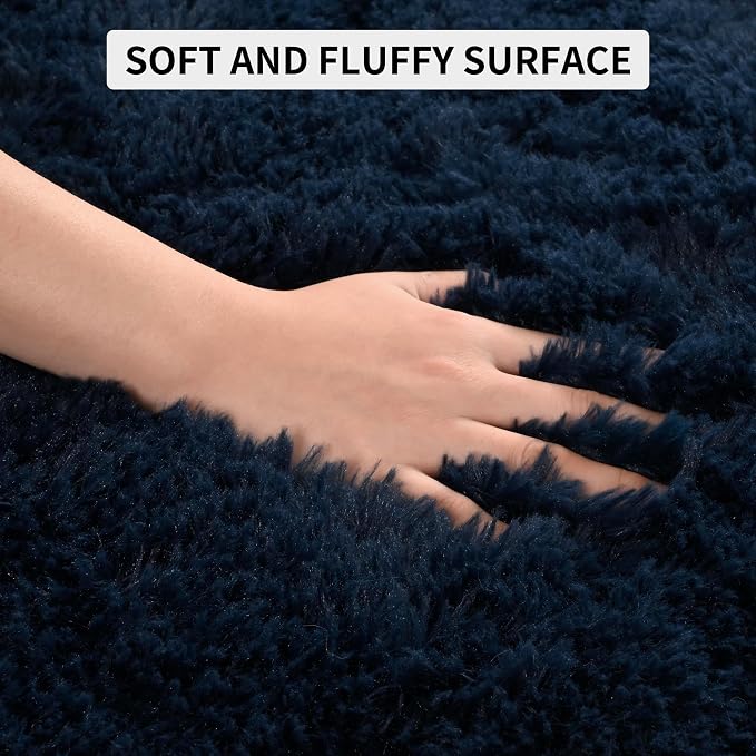 5x8 Navy Blue Rugs for Living Room, Soft Fluffy Dark Blue Area Rug for Bedroom - Image 7