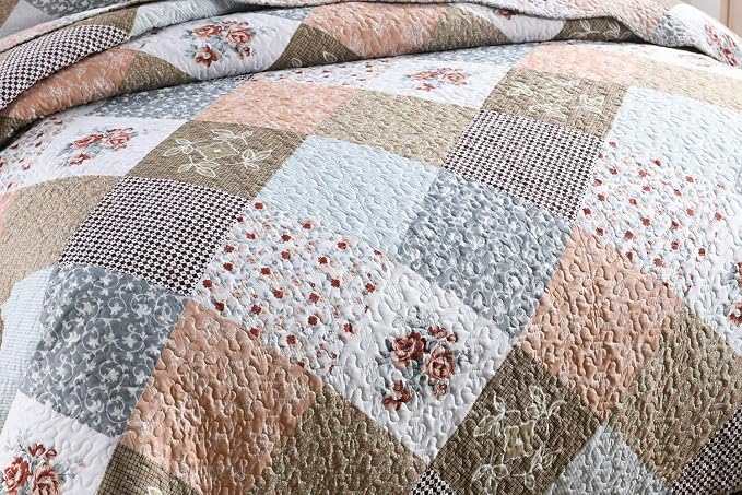 3-Piece Queen Quilt Set Quilted Bedspread Lightweight Reversible Coverlet Set - Image 6