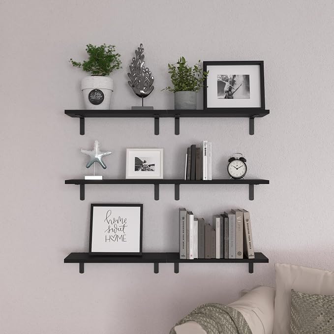 Wood Floating Shelves Set of 6, Shelves - Image 6