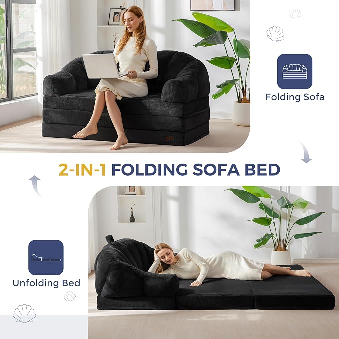 MAXYOYO Folding Sofa Bed, 2 in 1 Convertible Sofa to Lounger | Comfy Loveseat - Image 8