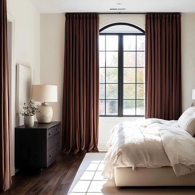 90 Inch Long Dark Brown Velvet Blackout Curtains Elegant Luxury Decorative - Image 6