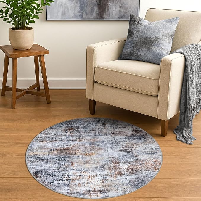 Round Area Rug 3 Ft Circle Entryway Rugs Round Washable Door Mat Indoor Entrance - Image 2