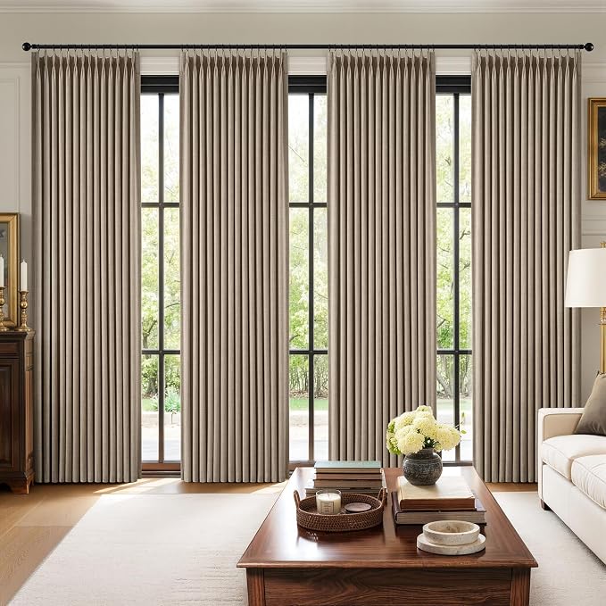 MIULEE Pinch Pleated 100% Blackout Curtains 40"x84" Burlywood Birch 4 Panel | by MIULEE