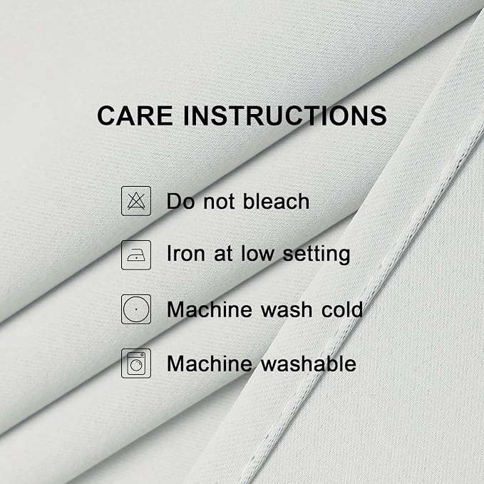 CUCRAF Grayish White Blackout Curtains 108 Inches Long, Thermal Insulated Noise - Image 5
