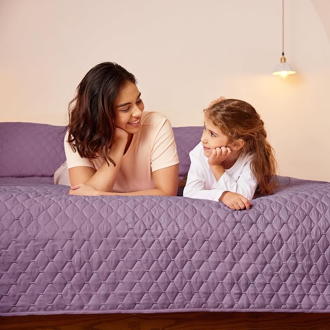 Exclusivo Mezcla Reversible Full Queen Quilt Bedding Set, Dusty Lavender | - Image 3