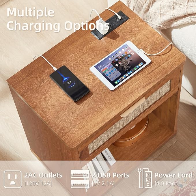 LEYAOYAO Rattan 23" Nightstands Set of 2 - Image 6