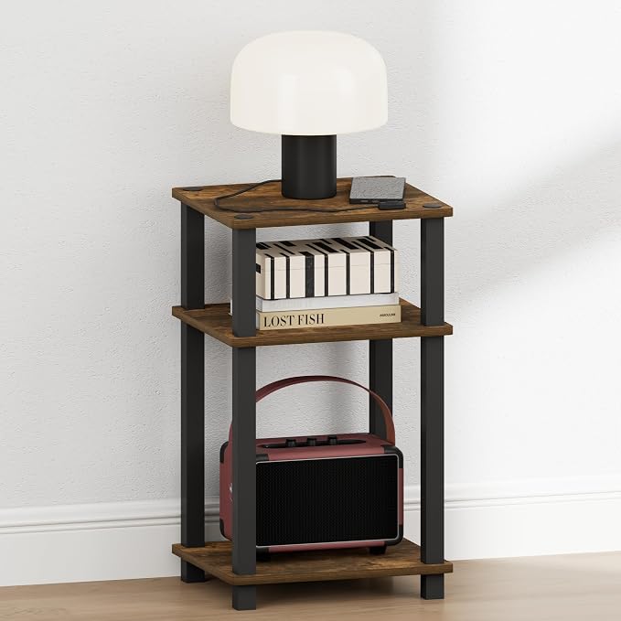 Furinno JUST Night Stnad, 3-Tier Nightstand Open Shelf, Toolless Assembly - Image 3