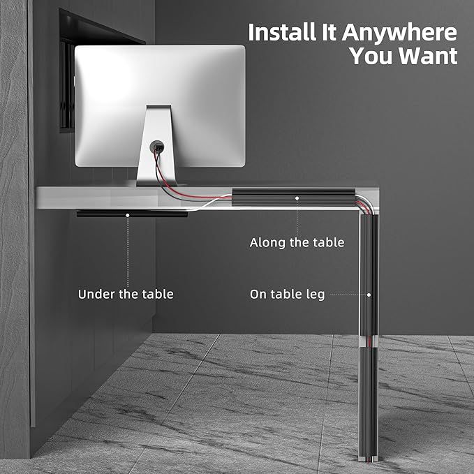 YECAYE 157in Cable Management Cord Organizer, Easy Install Self-Adhesive Cord - Image 3