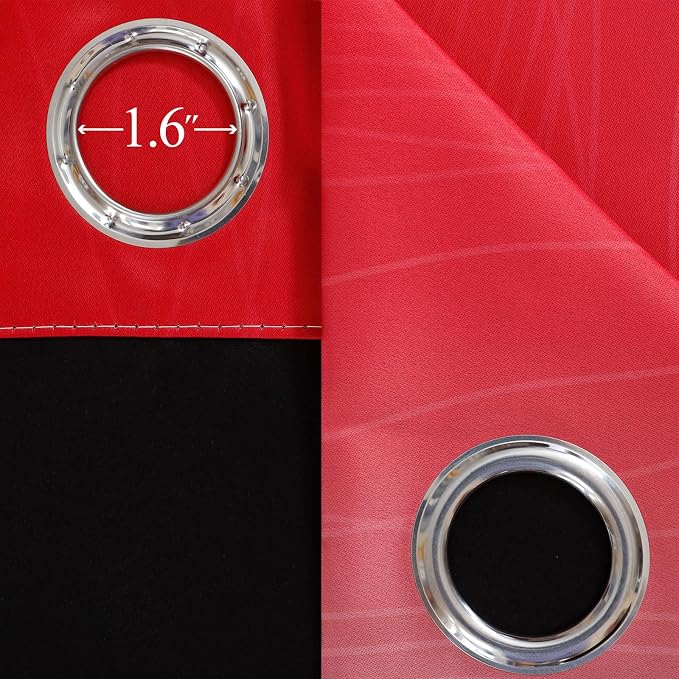 Red and Black Ombre Blackout Bedroom Curtains 90 Inch Long | Room Darkening - Image 7