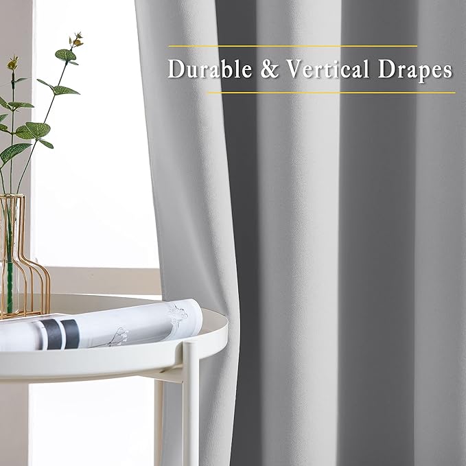 NICETOWN Silver Grey Curtains 96 inches Long, Grommet Thermal Insulated - Image 5