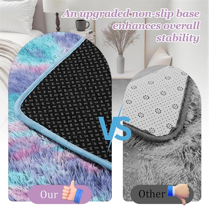 9x12 Area Rug Living Room Bedroom: Fluffy Plush Shag Carpet Rainbow - Image 6