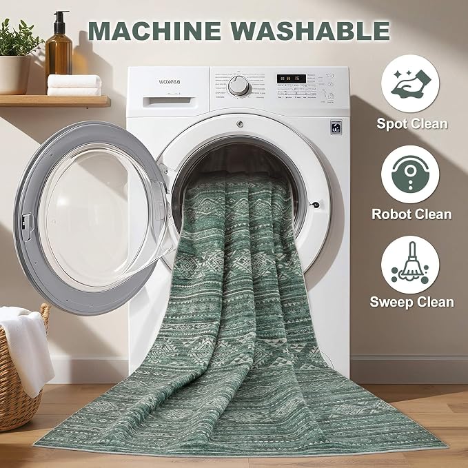 Nakagishi 6x9 Area Rugs Living Room: Washable Boho Large Neutral Soft Farmhouse - Image 3