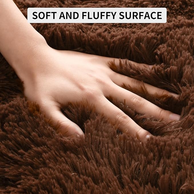 6x9 Brown Area Rugs for Living Room Bedroom, Soft Fluffy Plush Shaggy Girls - Image 6