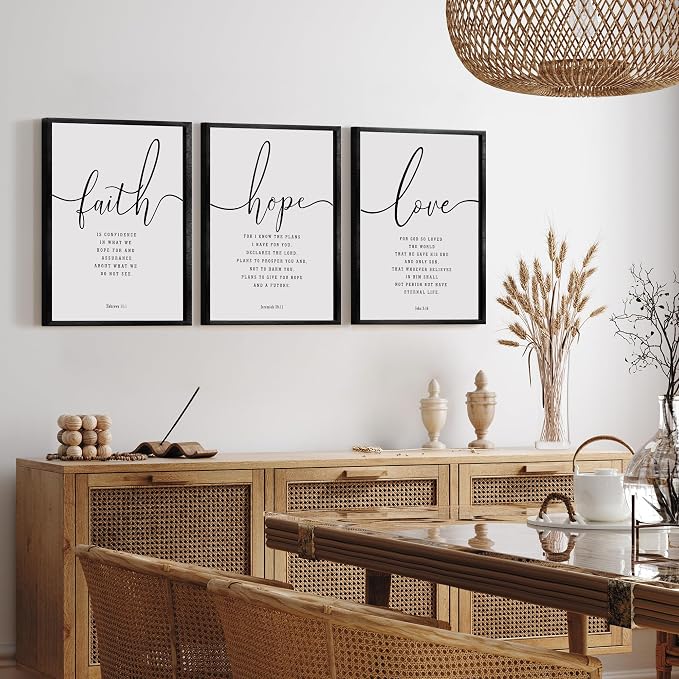 Houmury Set of 3 Framed Farmhouse Bible Verses Wall Decor Sign 11”x14” - Image 4