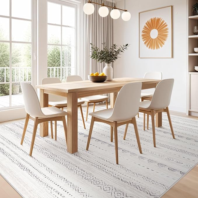 Nakagishi Boho 5x7 Area Rug Living Room Rugs Machine Washable Gray | Soft - Image 7