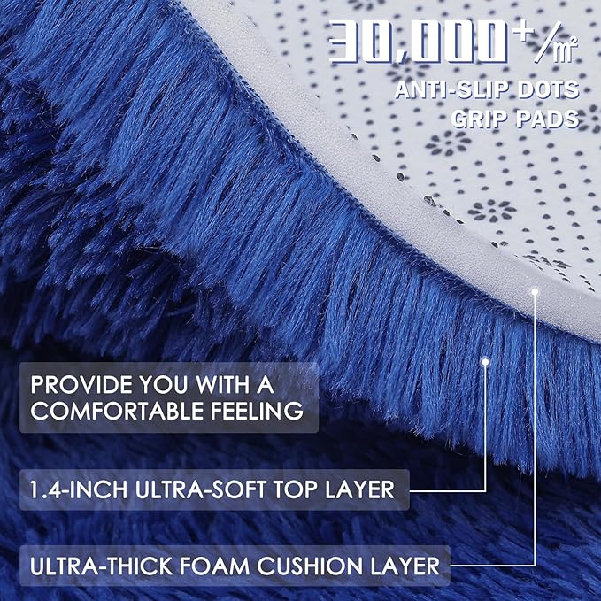 OLANLY Navy Blue Round Rugs for Bedroom - Image 5