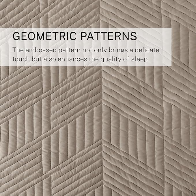 Exclusivo Mezcla Ultrasonic Twin Quilt Bedding Set, Taupe | Lightweight - Image 5