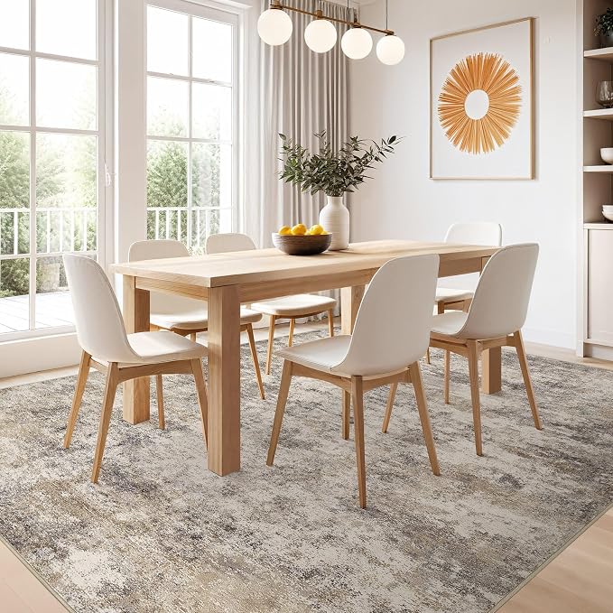 Nakagishi Boho 8x10 Area Rug Living Room Rugs Machine Washable Brown Grey | Soft - Image 6