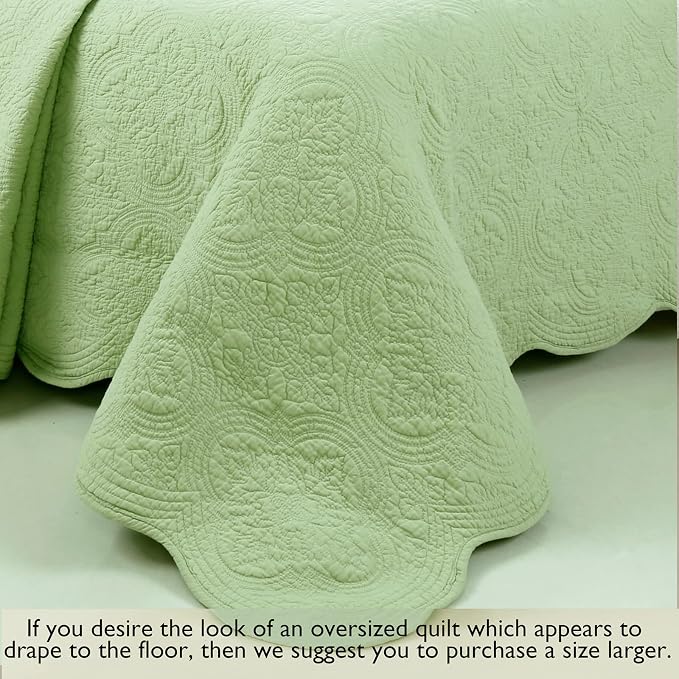 Cozy Line Home Fashions 100% Cotton Medallion Matelasse Embossed Bedding Quilt - Image 5