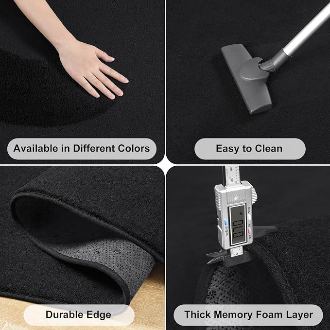 Large Area Rugs for Bedroom Living Room, 6x9 Black Memory Foam Rug | Thickened - Image 5