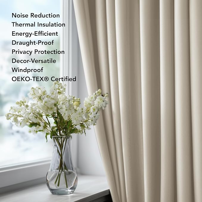 Deconovo Blackout Curtains for Bedroom and Living Room 54 Inches Long | Black - Image 4