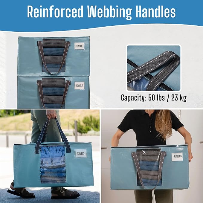 VENO Moving Bags, Wide Open Top, Light Blue, 4 Pack | Moving boxes Alternative - Image 4